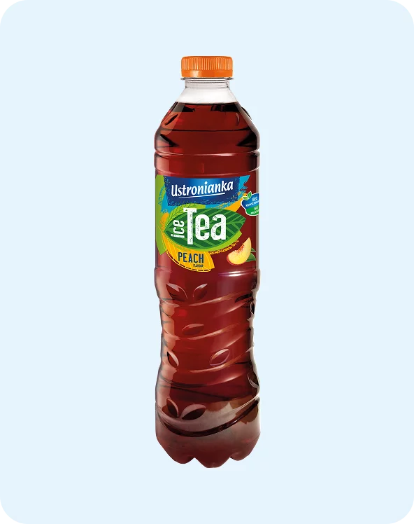 Ice tea black with peach flavour non-carbonated